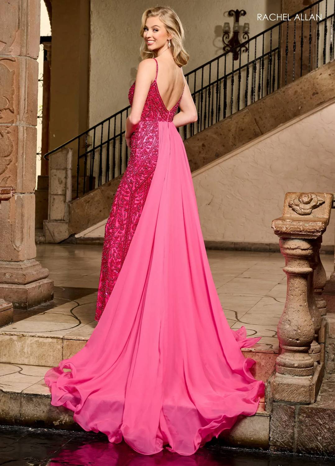 Rachel Allan - Stretch Tulle Floor Length Gown