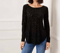 Karen Kane - Long Sleeve Velvet Burnout Shirttail Top