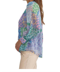 Entro - Patchwork Print Long Sleeve Blouse