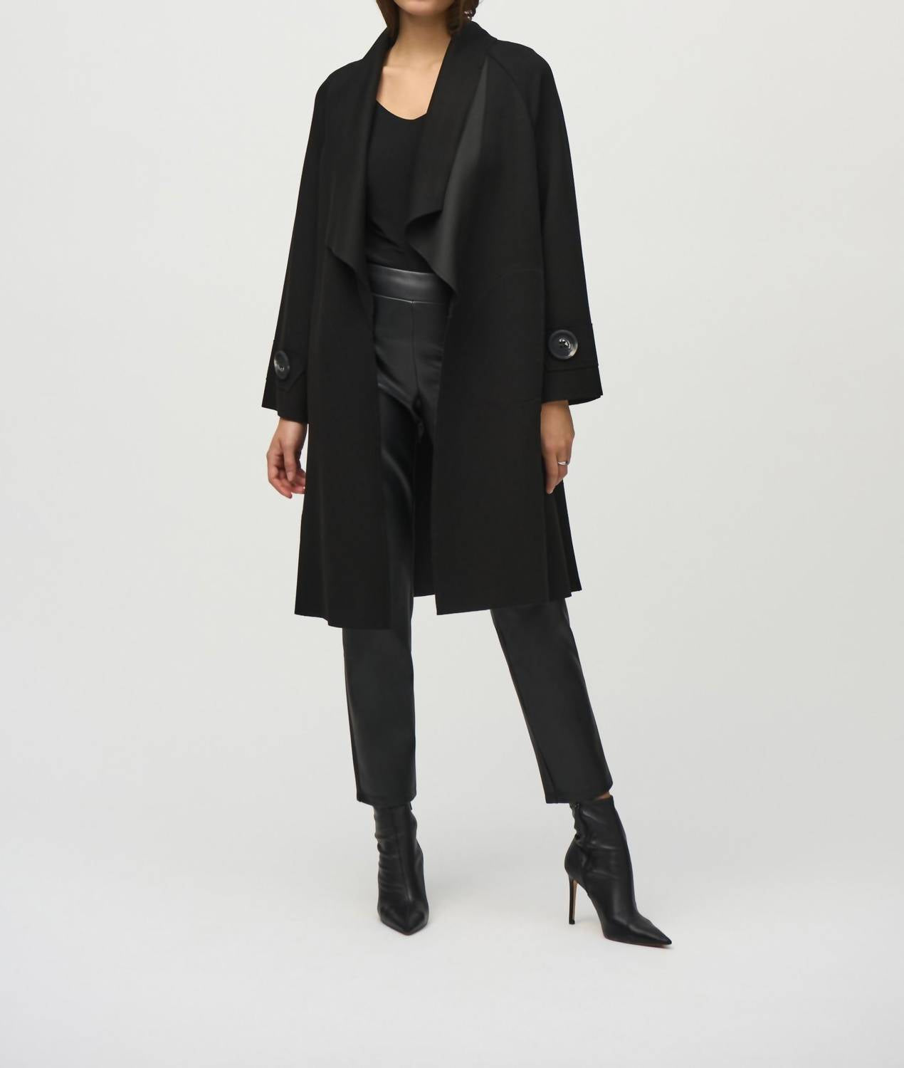 Joseph Ribkoff - Shawl Collar Open Front Long Coat
