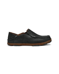 OluKai Men's Moloa Leather Slip-on Shoes in black toffee - men's loafer
