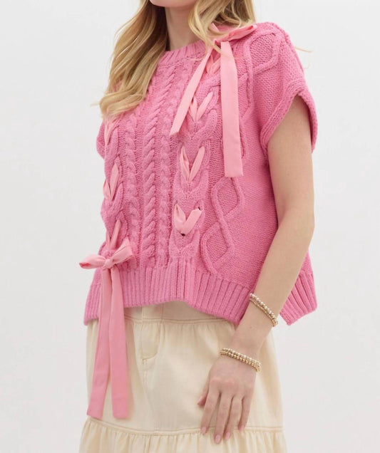 Entro - Ribbon Romance Cable Sweater