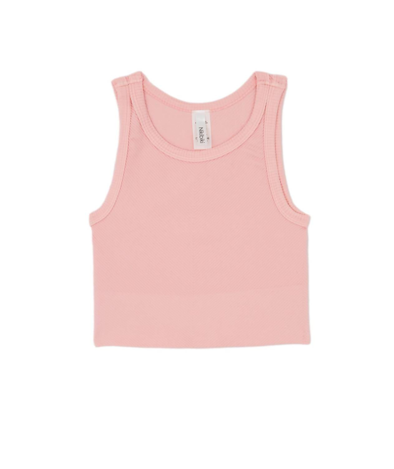 Nikibiki Junior Women's Sawyer Chevron Highneck Crop Top in light pink - women's shirt