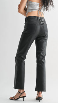 Just Black Denim - Mid Rise Coated Slim Cropped Bootcut Jeans