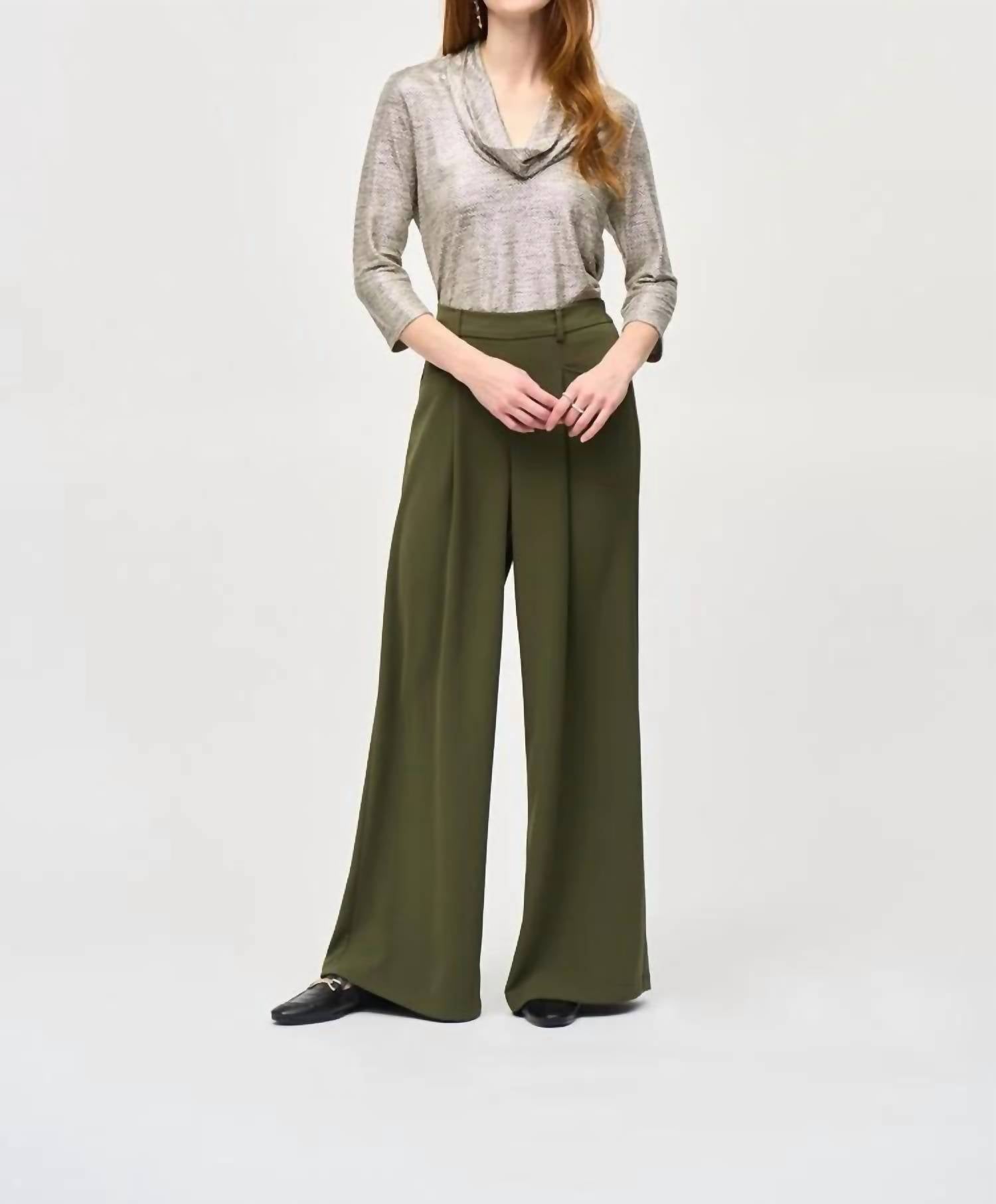 Joseph Ribkoff - Fana Foiled Knit Cowl Collar Top