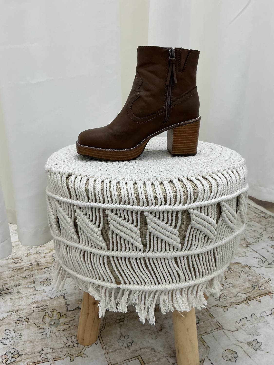 YELLOWBOX Women's Platform Bootie in chocolate brown - women's shoe - detail view