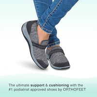 Orthofeet Women's Quincy Monk-strap Loafer in gray - women's flats - alternate view