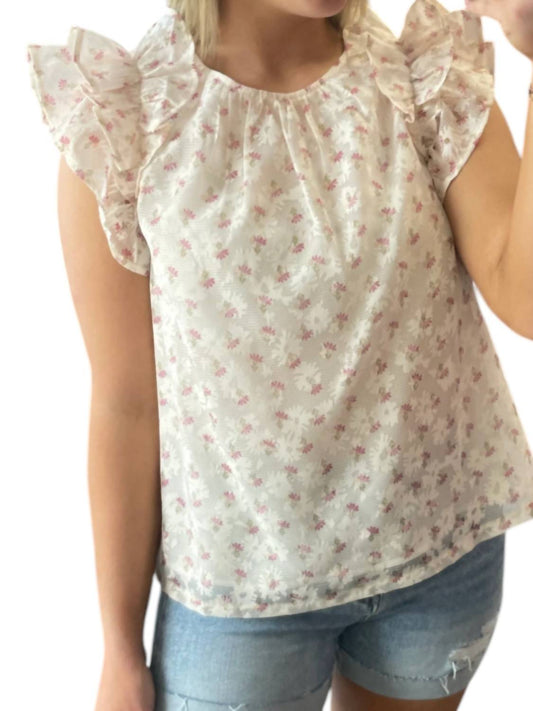 &Merci - Flutter Sleeve Floral Top