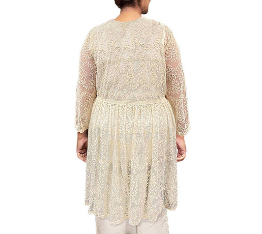 On The Plus Side - Long Sleeve Mesh Lace Betty Duster - Plus