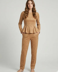 Mustard Seed Harlow Suede Pants in beige - women's pants - alternate view