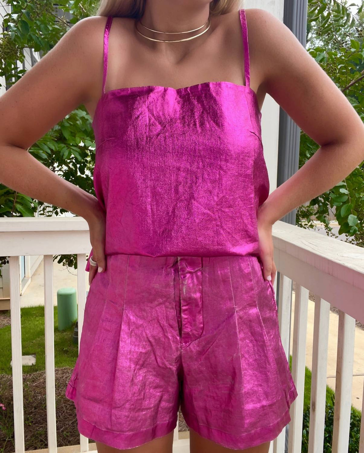 Lanhtropy - Metallic Linen Top