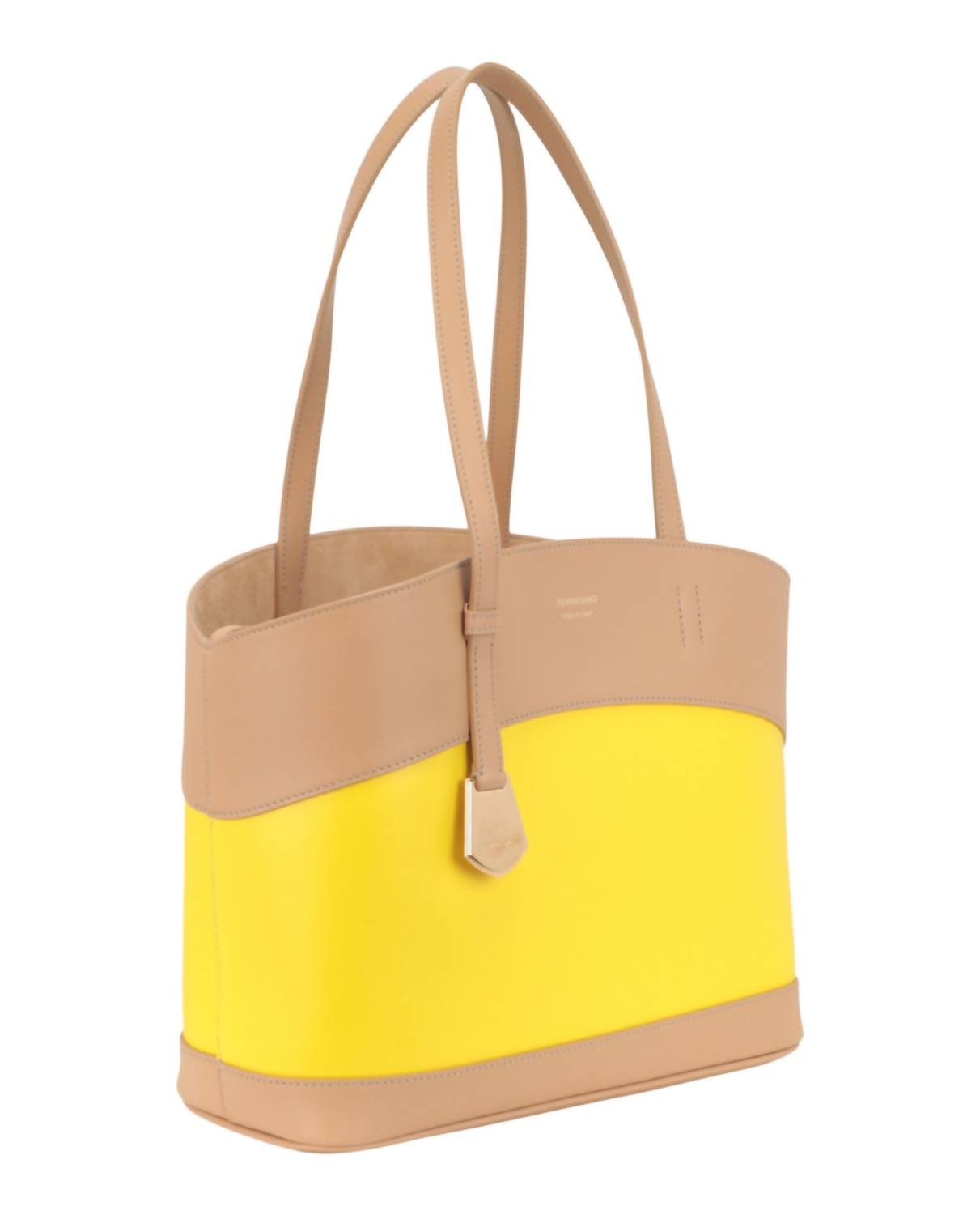 Salvatore Ferragamo Women's Charming Leather Tote Bag in brown multi - women's bag - detail view