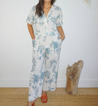 NIBI MTK Cali Cropped Shirt in faded teal palms - women's shirt - view 5