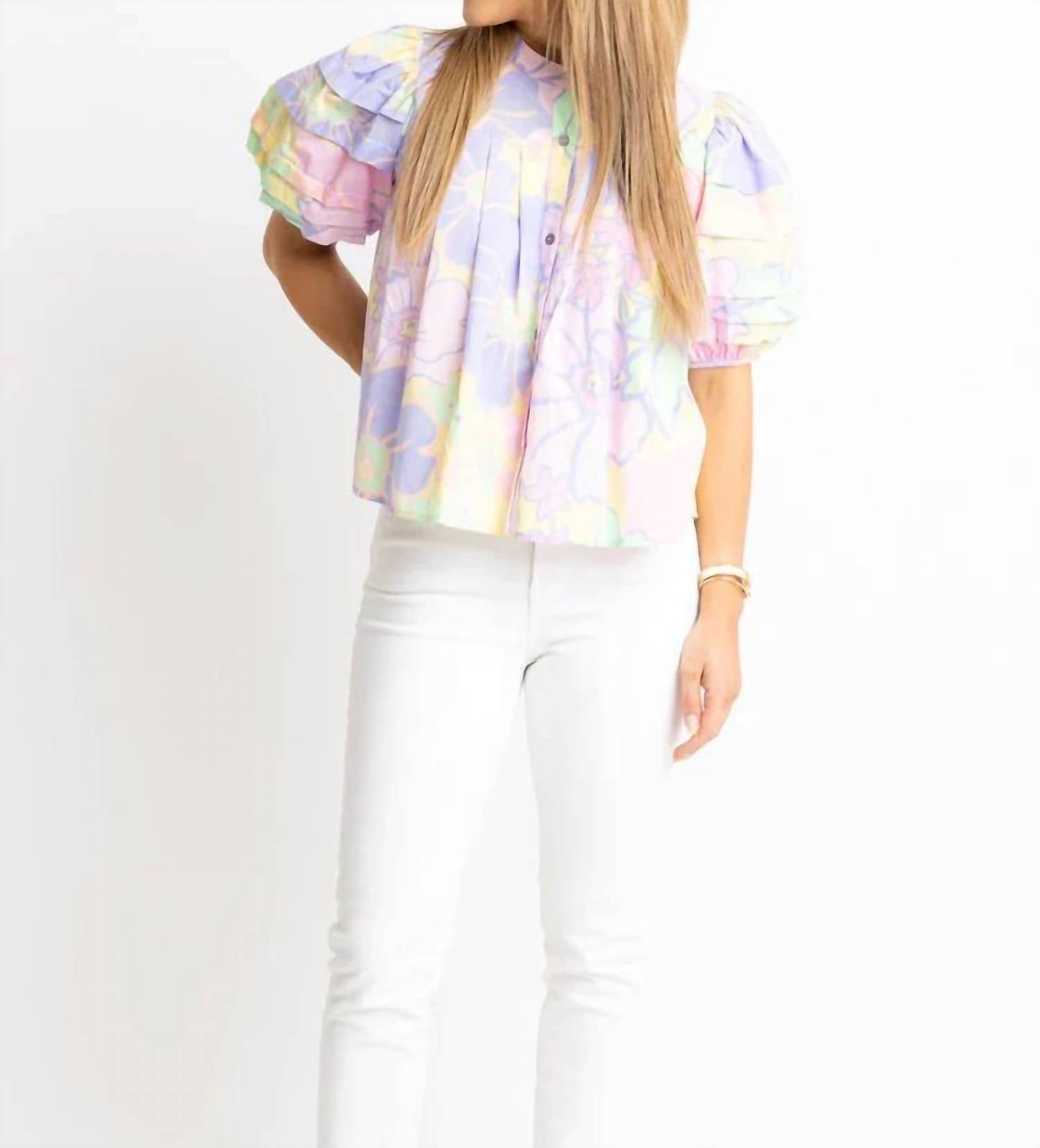Karlie - Floral Puff-sleeve Top