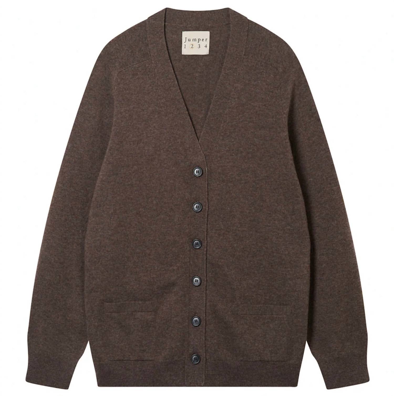 Jumper1234 Women's Grosgrain Cardigan in umber brown - women's cardigan