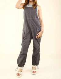 Very J - Casual Sleeveless Cargo Jumpsuit