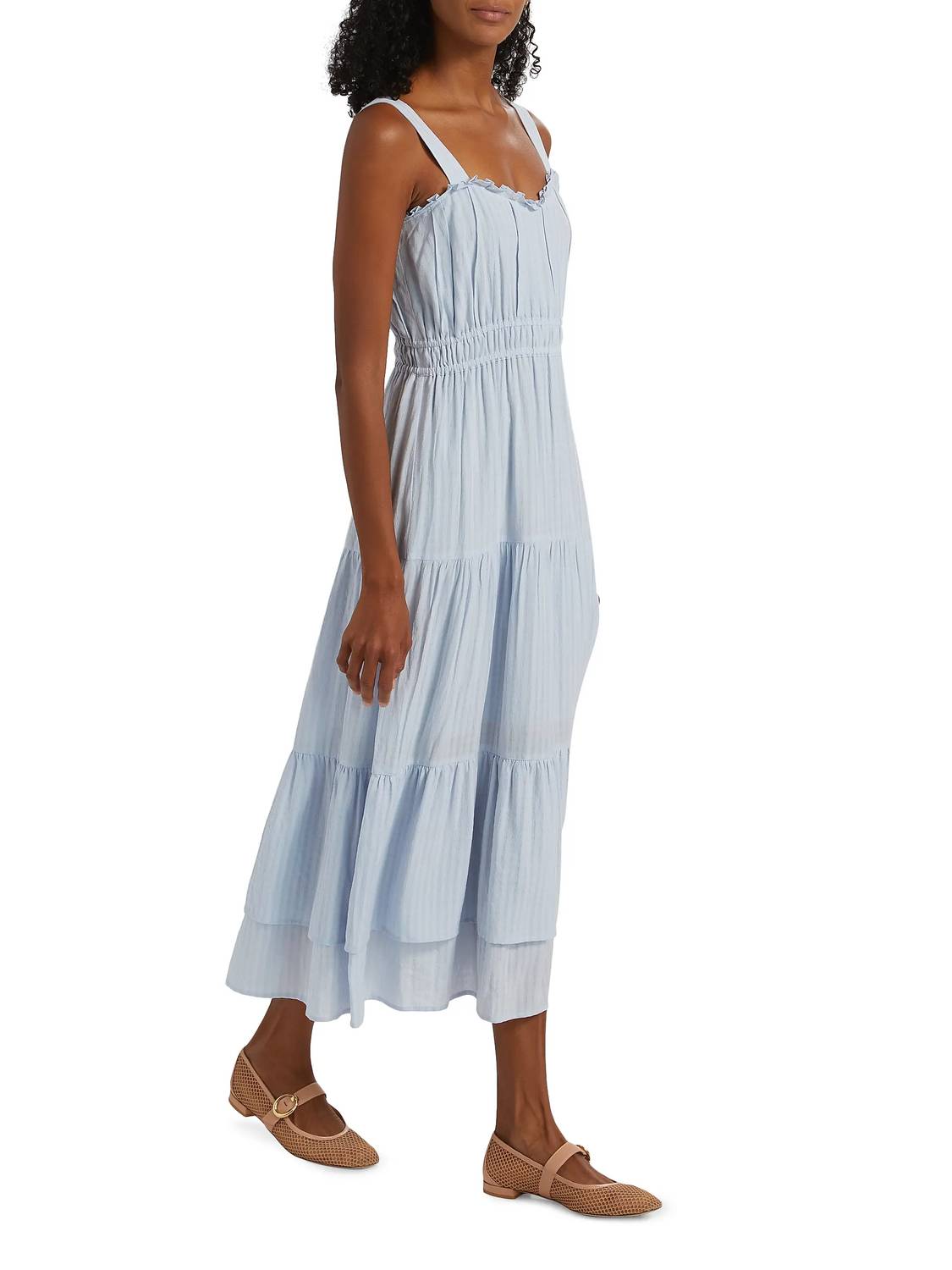 Paige - Persimmon Tiered Shirred Fit Dress