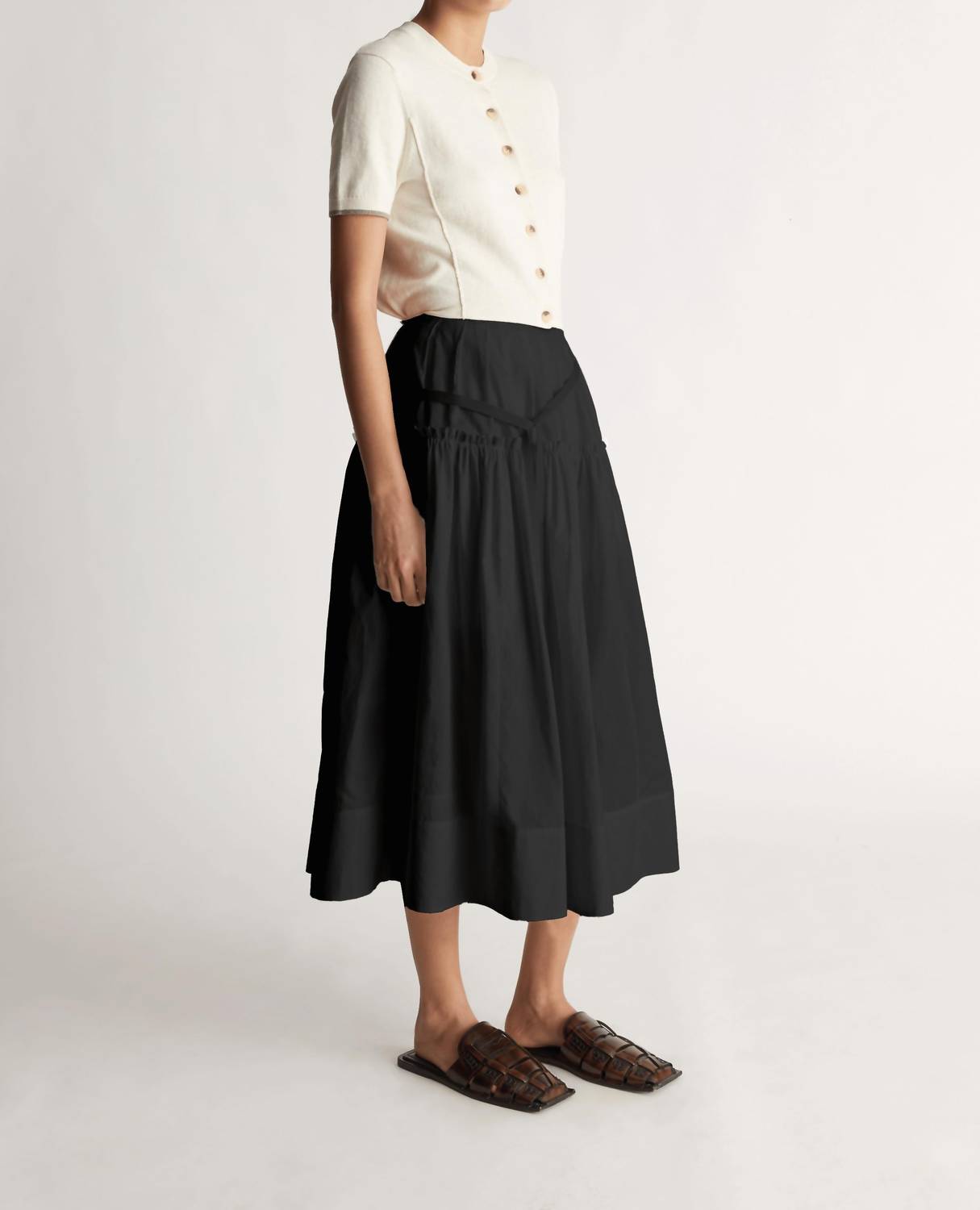 LEE MATHEWS Frida Gathered Skirt in black - women's skirt