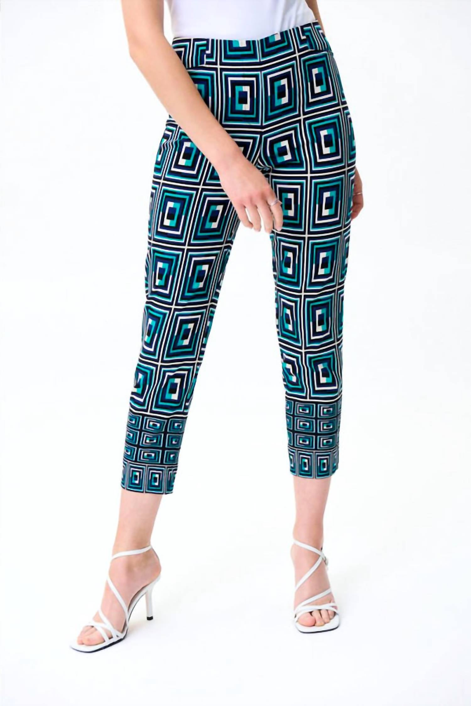 Joseph Ribkoff - Geometric Print Pull On Capri Pants