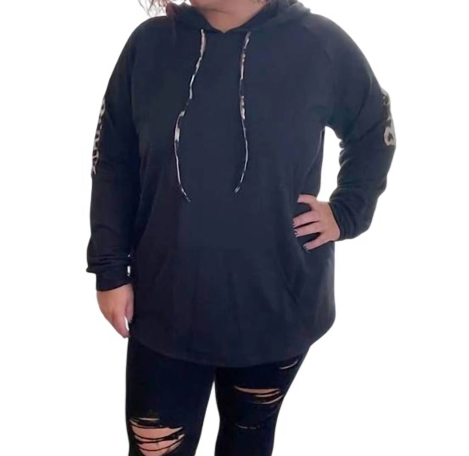 Shirley Stone - Leopard Trimmed Hoodie