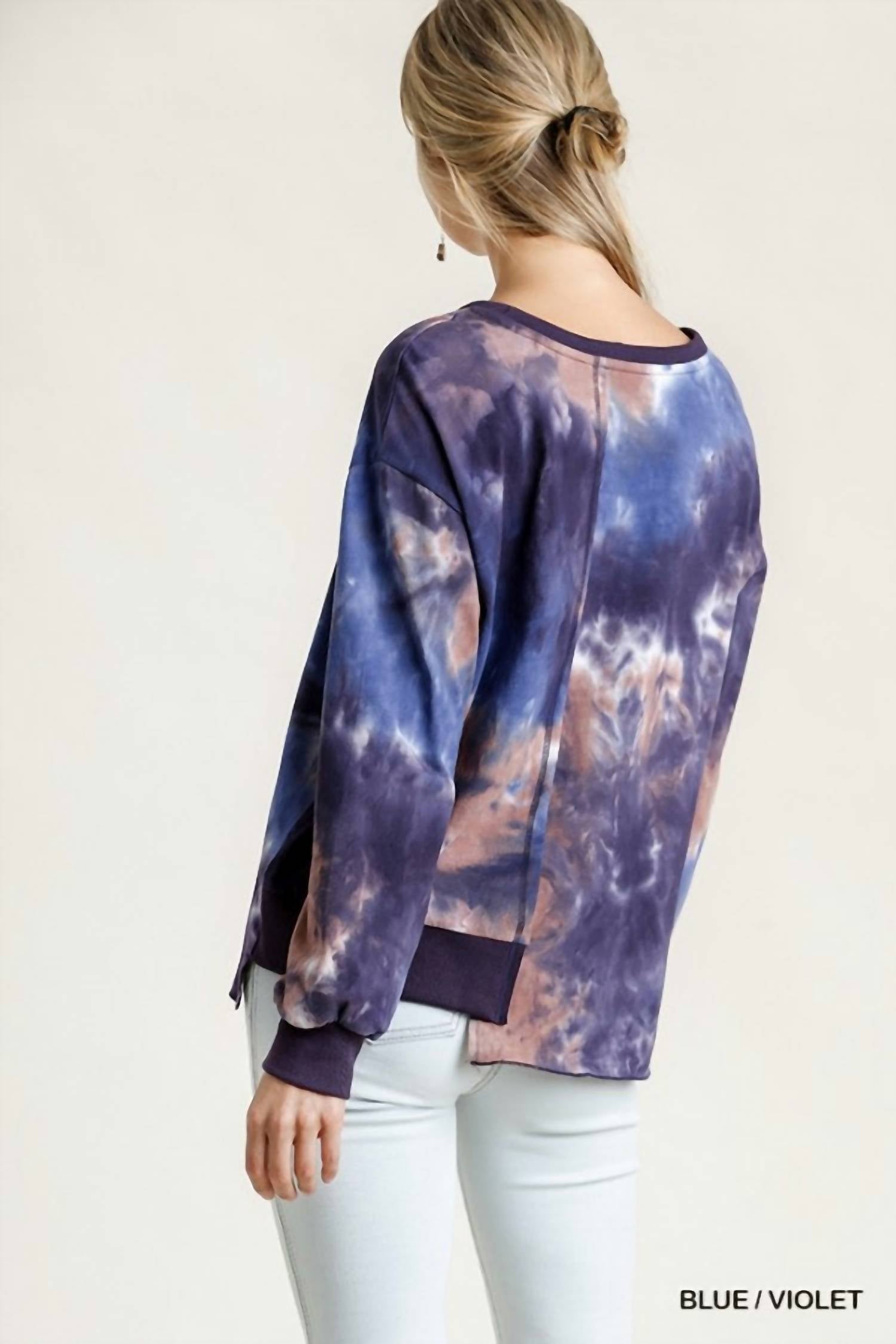 Umgee - Contrast Trim Tie Dye Top