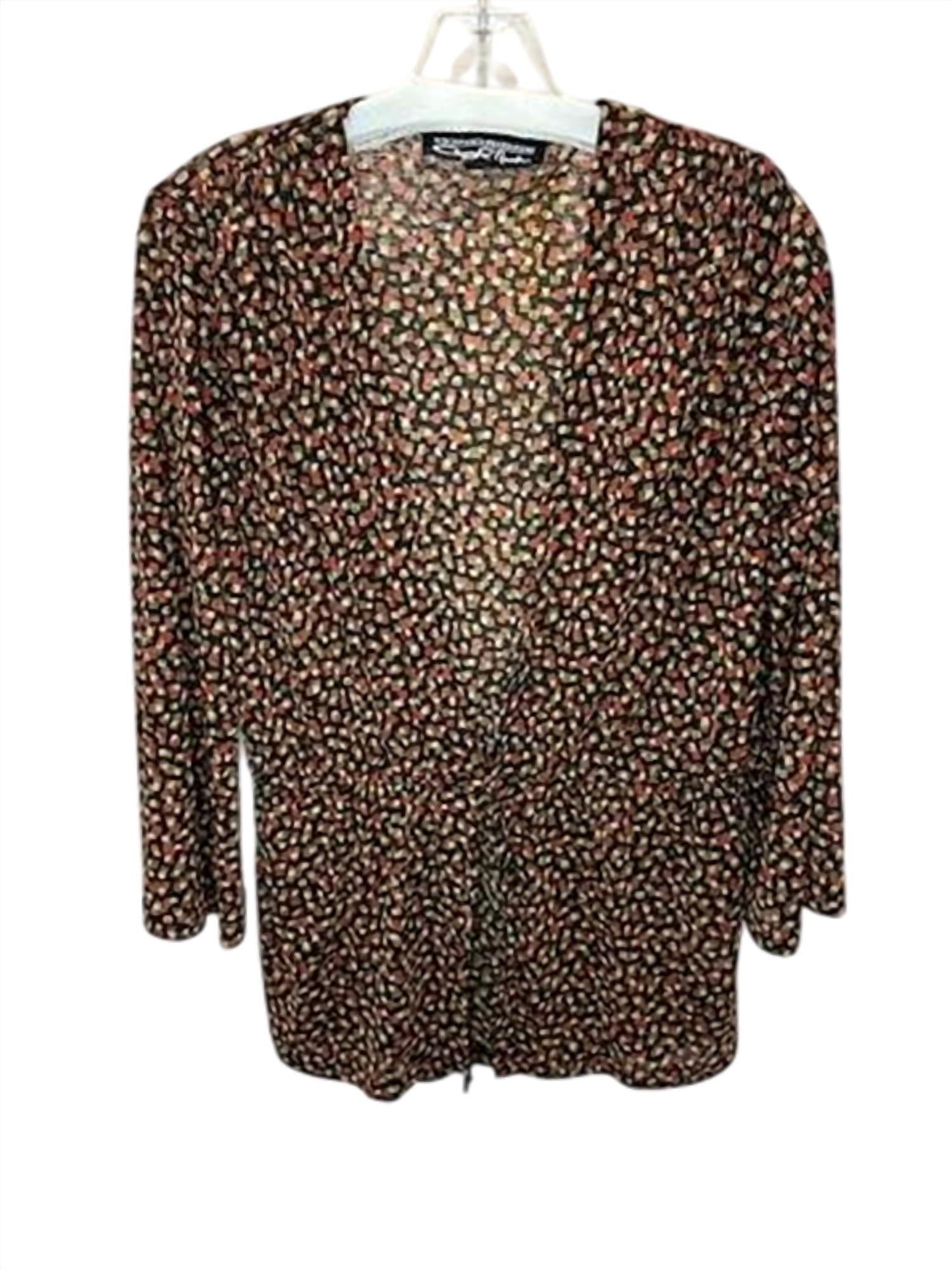 Windridge by Cheryl Nash Women Confetti Kik Cardigan in black brown orange - women's cardigan