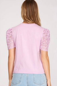 She + Sky - Crochet Sleeve Top