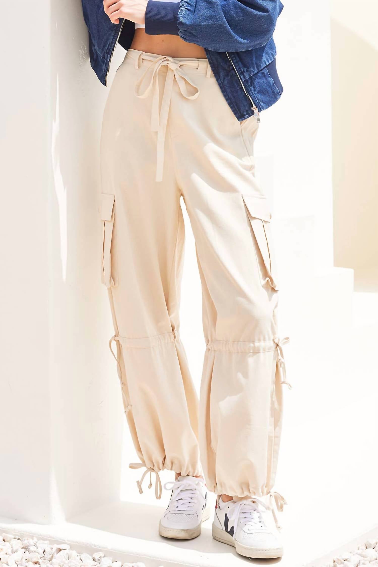 Bluivy - High-rise Drawstring Cargo Pants