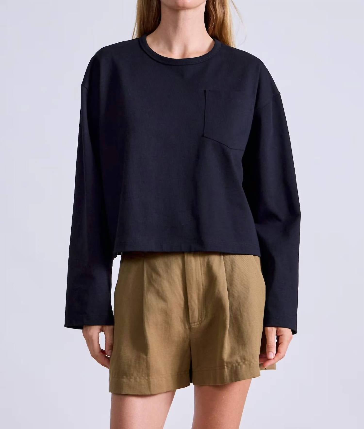 APIECE APART Boxy Tee in black 2 - women's long sleeve top