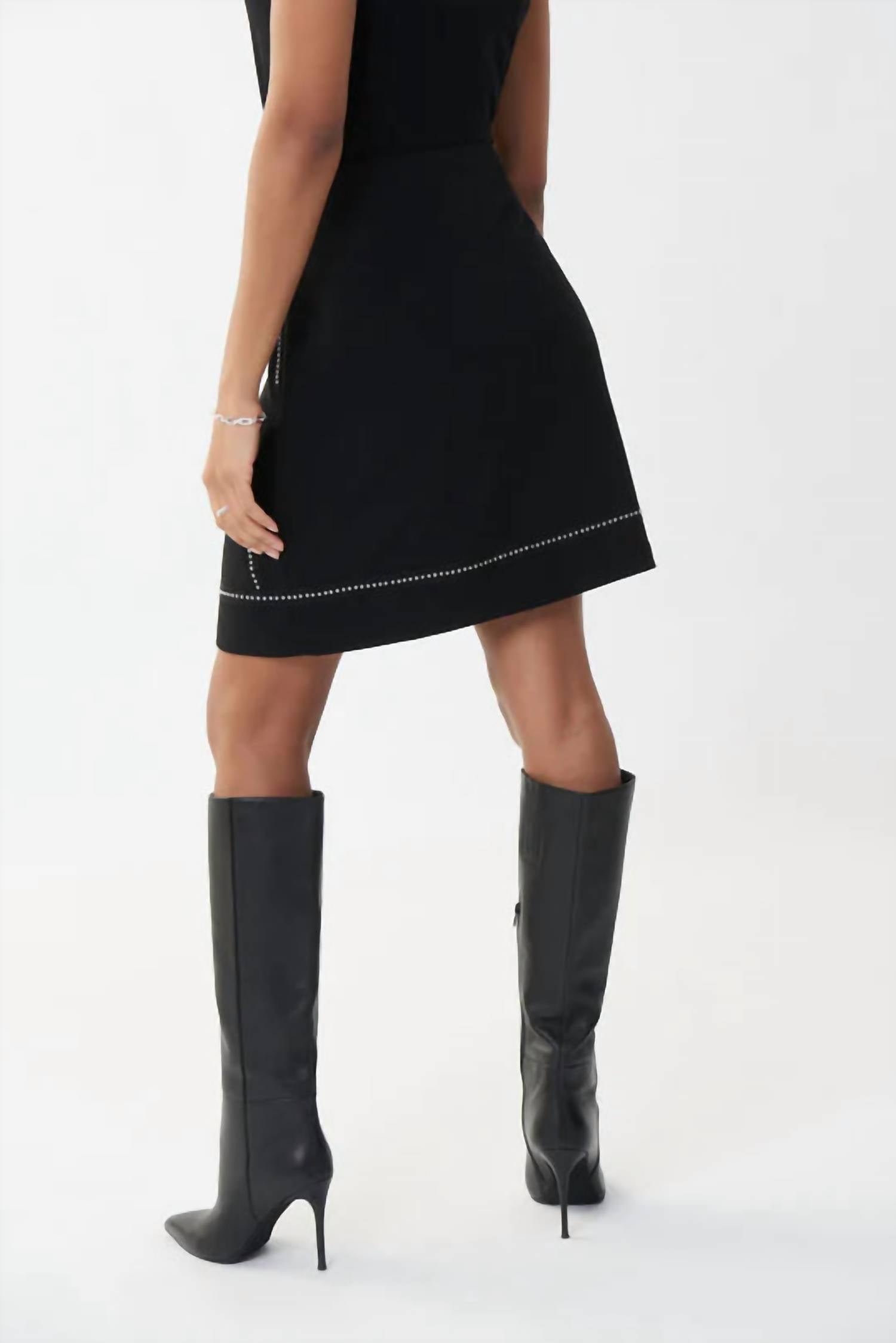 Joseph Ribkoff - Zippered Front And Embellishments Skirt