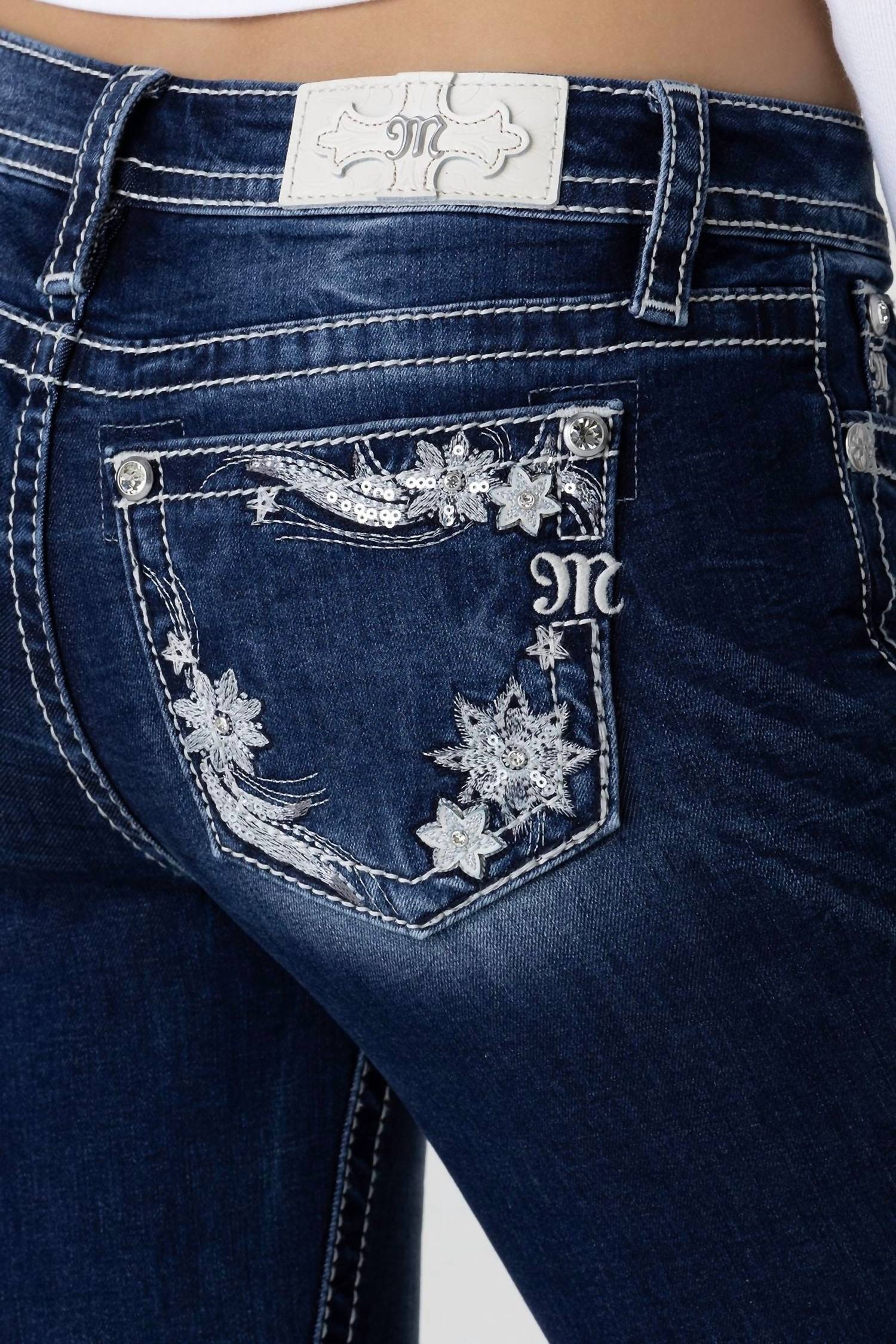 Miss Me Missi Mid Rise Skinny Jean in blue - women's jeans - alternate view