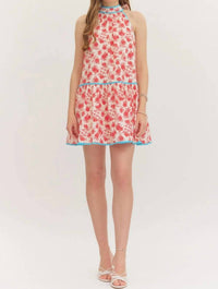 Entro - Sleeveless Halter Contrasted Mini Dress