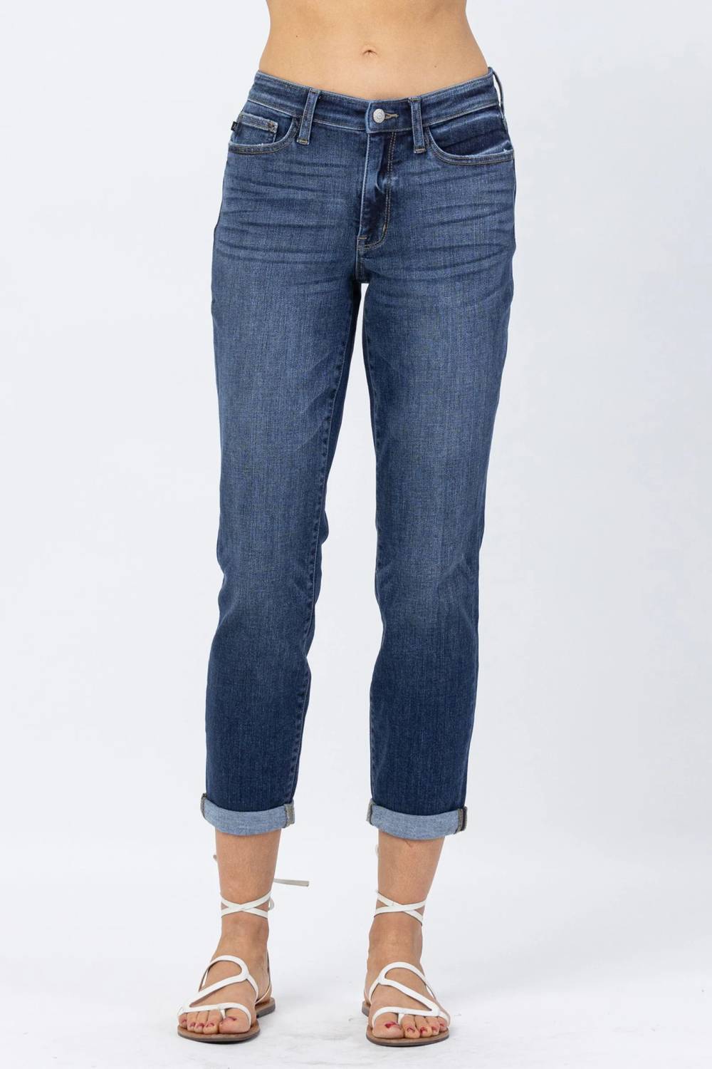 Judy Blue - Women's Sophia Midrise Cuffed Boyfriend Jeans