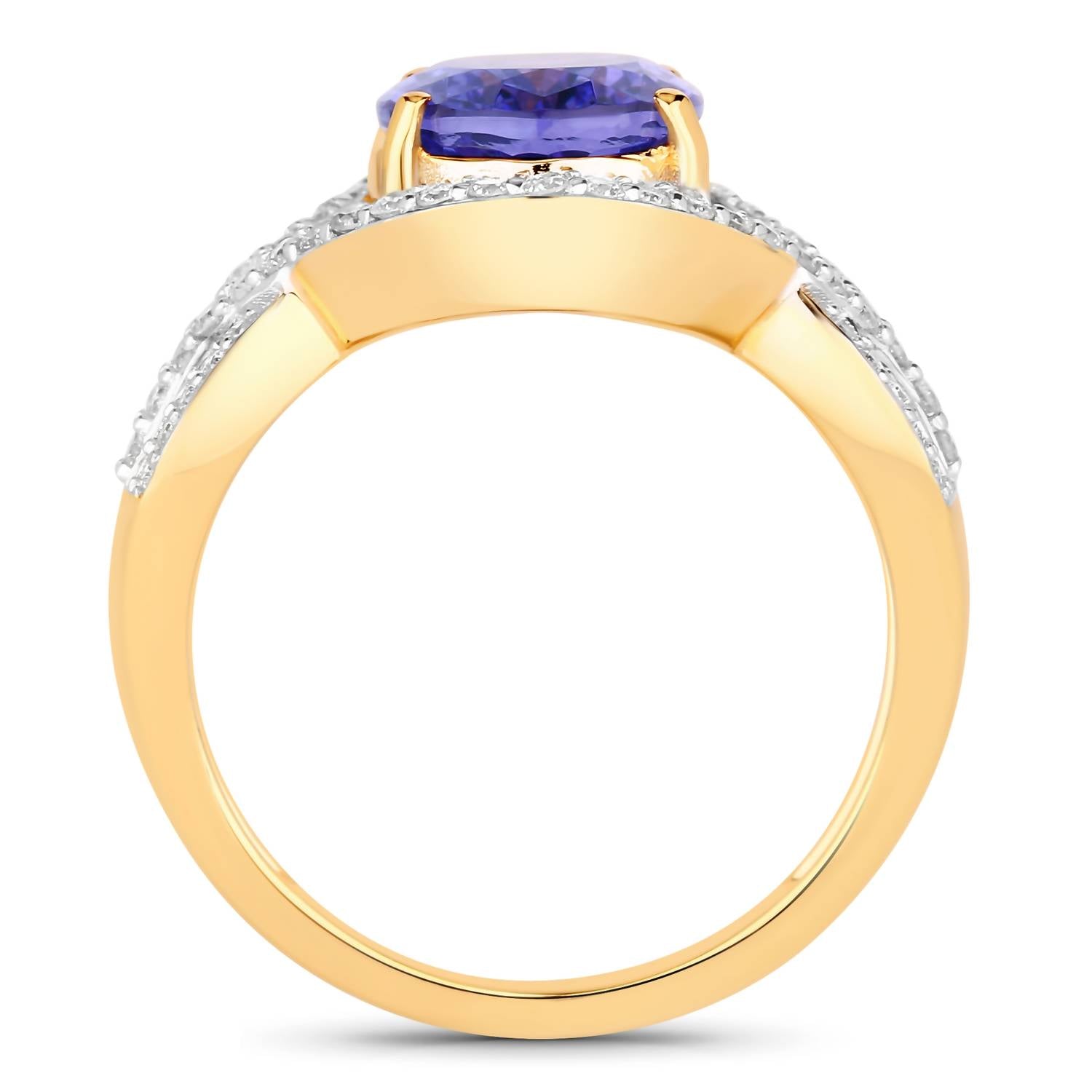 Diana M Jewels Women's Oval Natural Tanzanite Fashion Ring (3.56 Ct) - Signature Plus in 14k yellow gold - women's jewelry - view 4