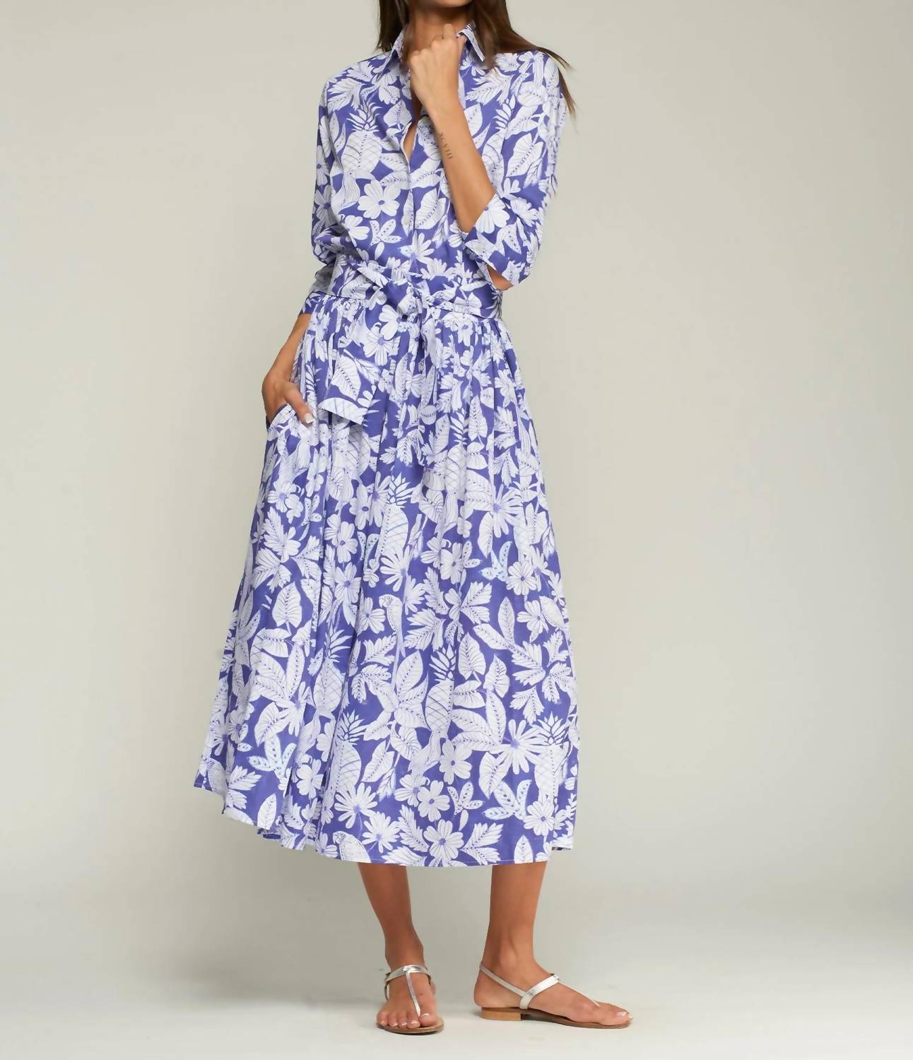 Vilagallo - Tropical Print And Bow Midi Skirt