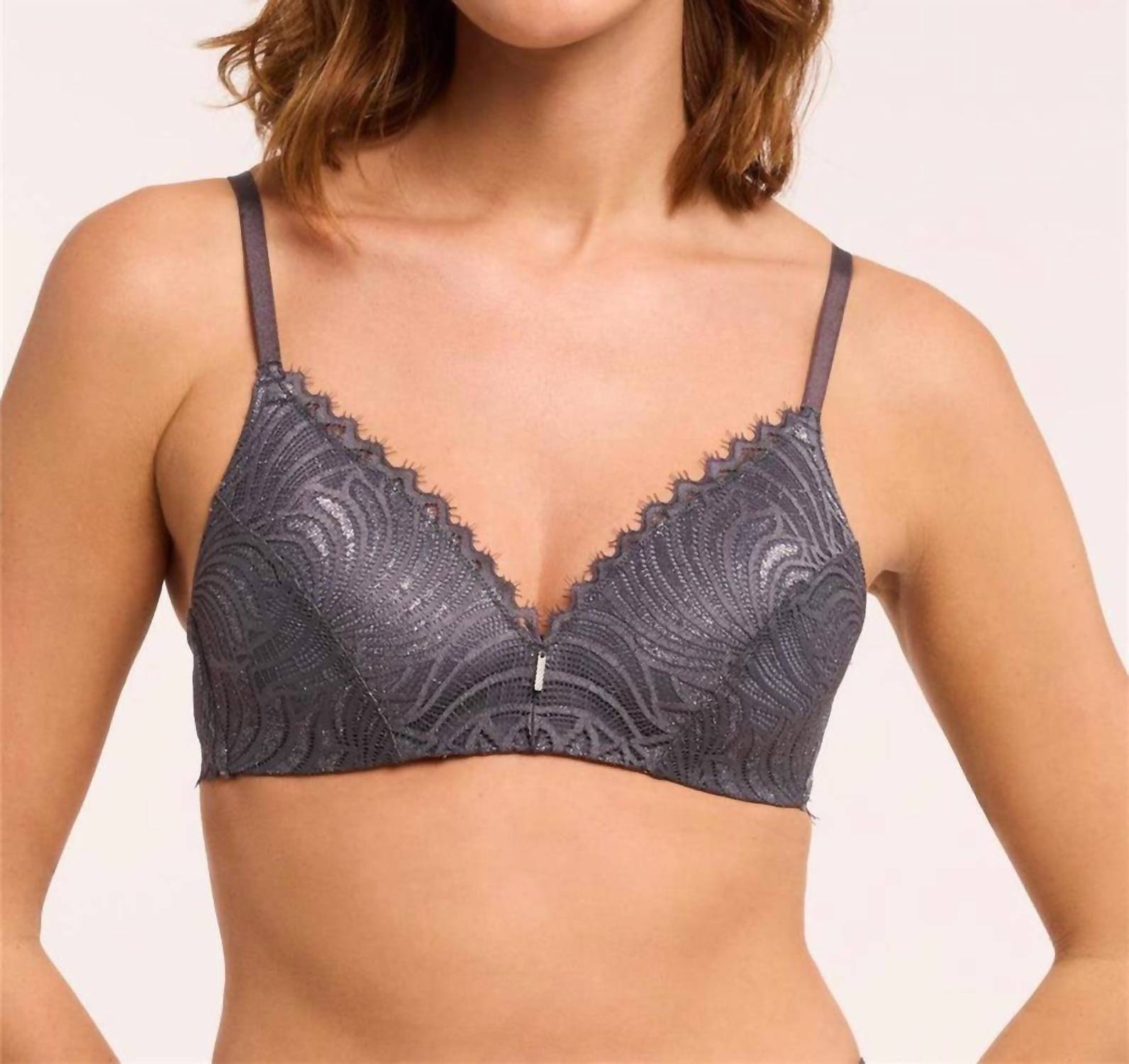 Montelle Intimates Lights Out Wirefree Bra in magnet silver - women's intimate