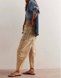 Free People - Moxie Low Slung Pull-on Barrel Jeans