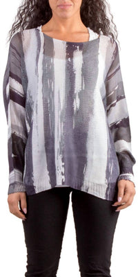 GIGI MODA Brushstroke Print Emy Batwing Sweater in black - women's sweater