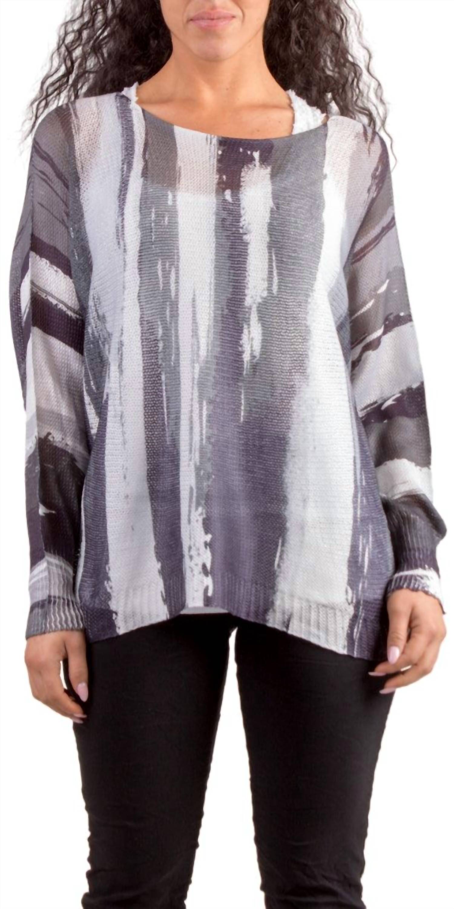 GIGI MODA Brushstroke Print Emy Batwing Sweater in black - women's sweater