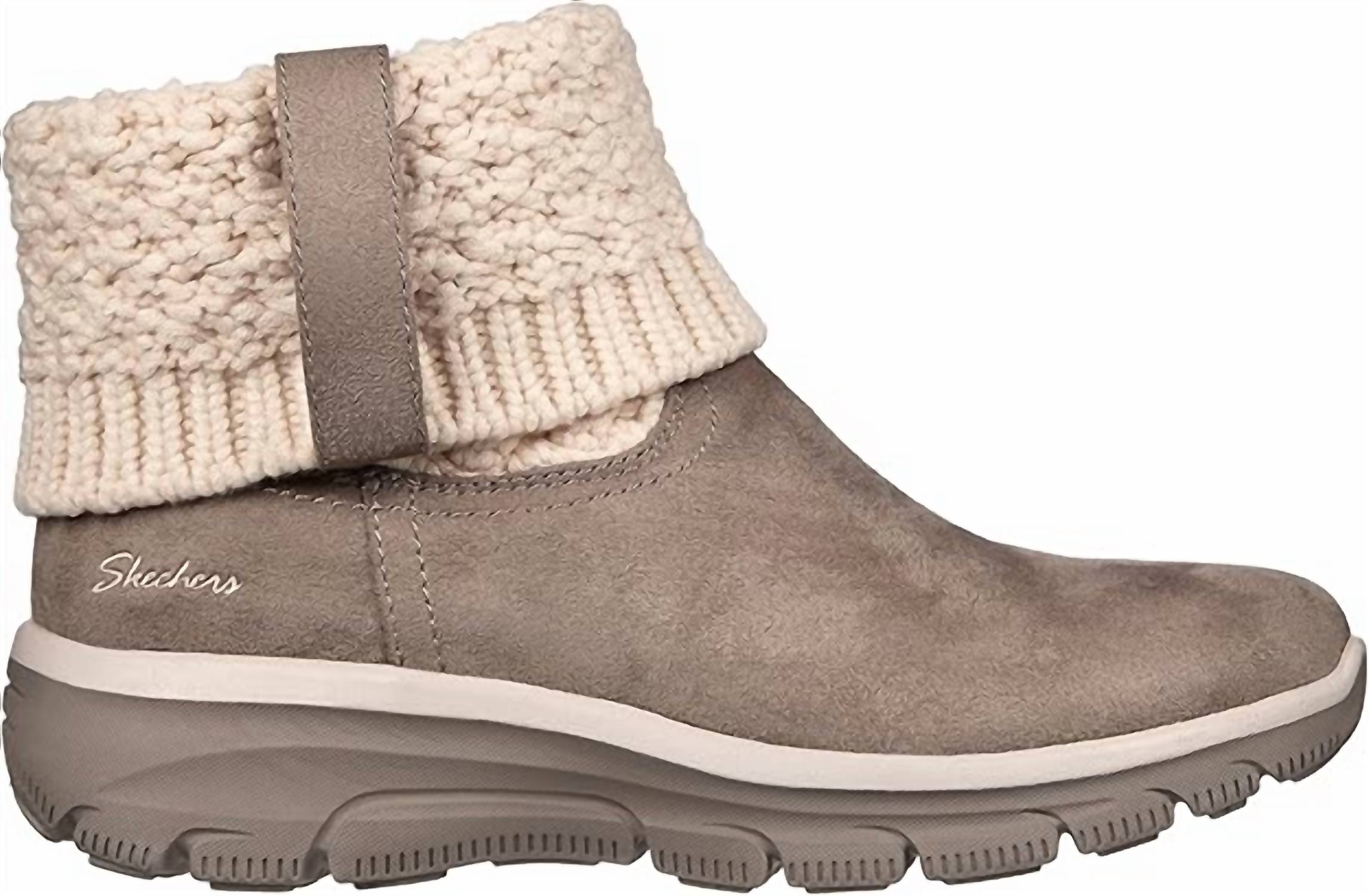 Skechers Women's Easy Going Cozy Weather Ankle Boots in taupe - women's shoe - detail view