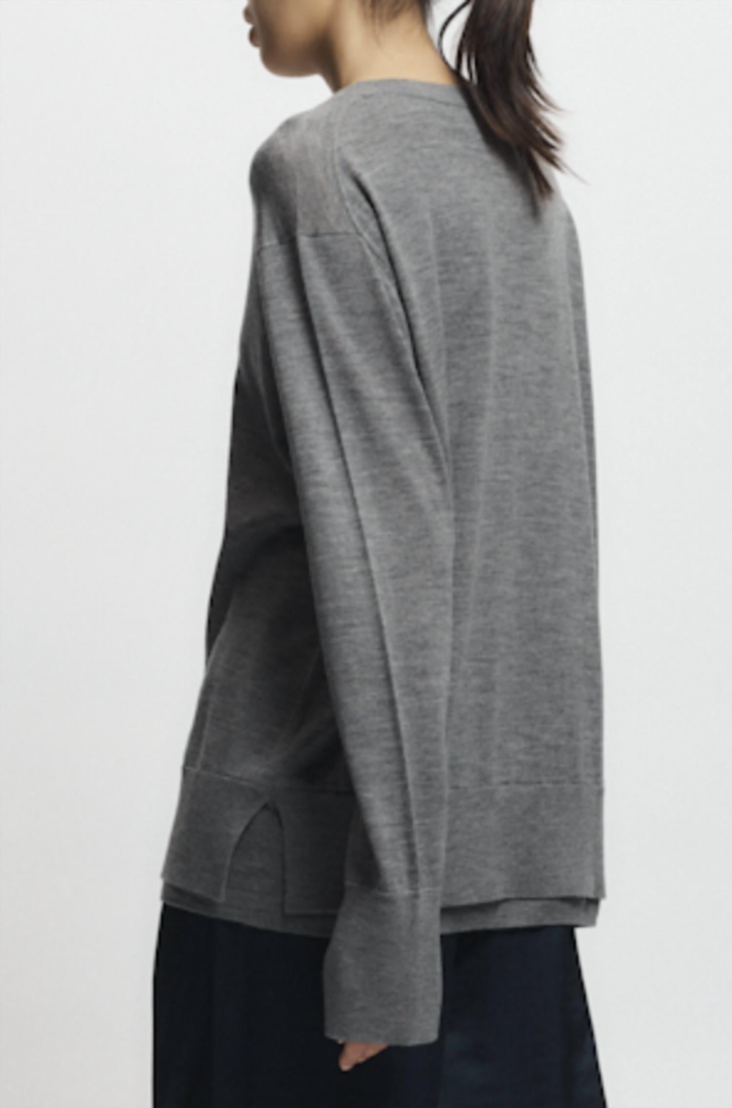 Saint Art Dean Oversized Merino Wool Sweater in grey - women's sweater - alternate view