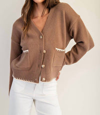 Peace Love Line - Button-Down Stitch Cardigan