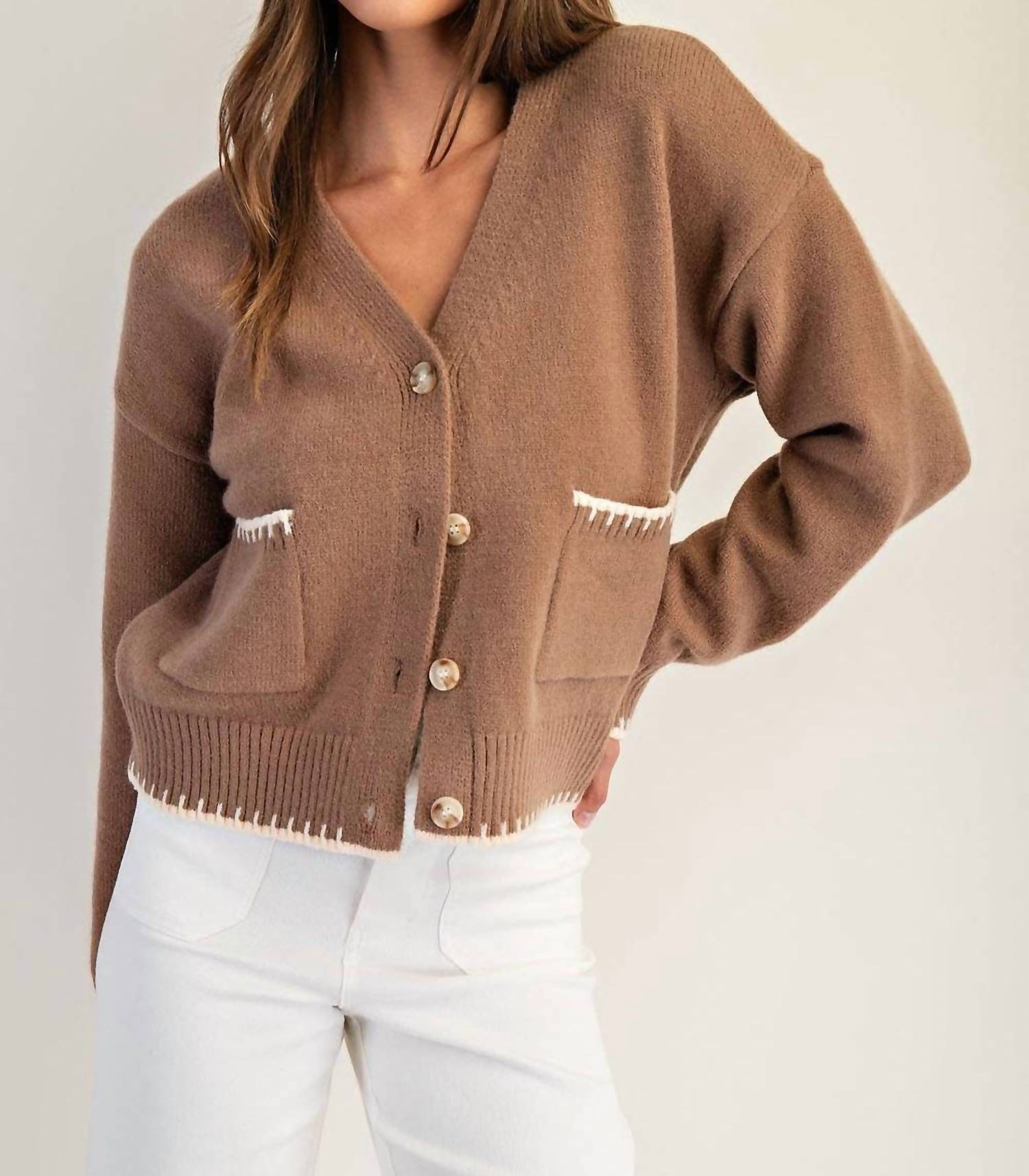 Peace Love Line - Button-Down Stitch Cardigan
