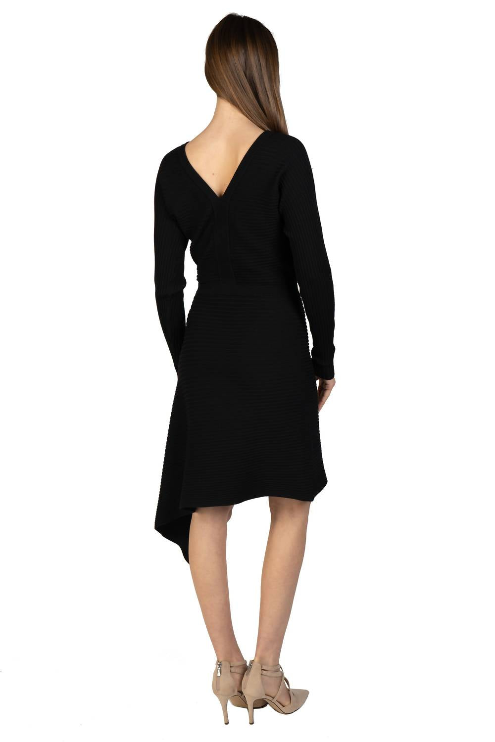 Love Token - Asymmetrical Knit Midi Sweater Dress