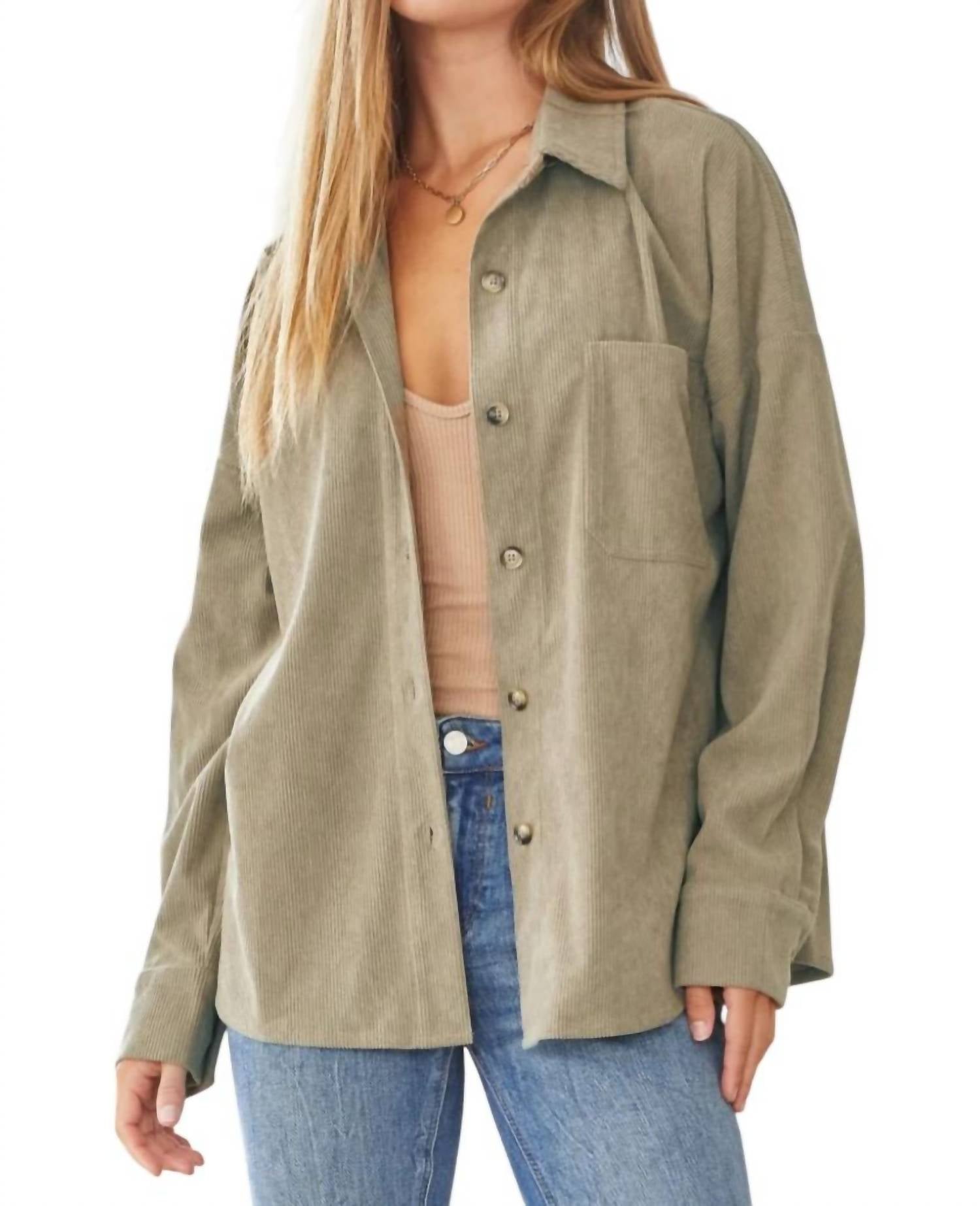 Andree By Unit - We Go Together Corduroy Button Down Top