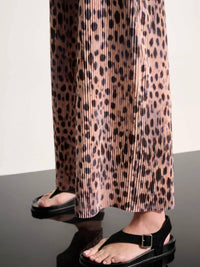 Joseph Ribkoff - Pleated Scuba Crepe Animal Print Pull On Wide Leg Pants