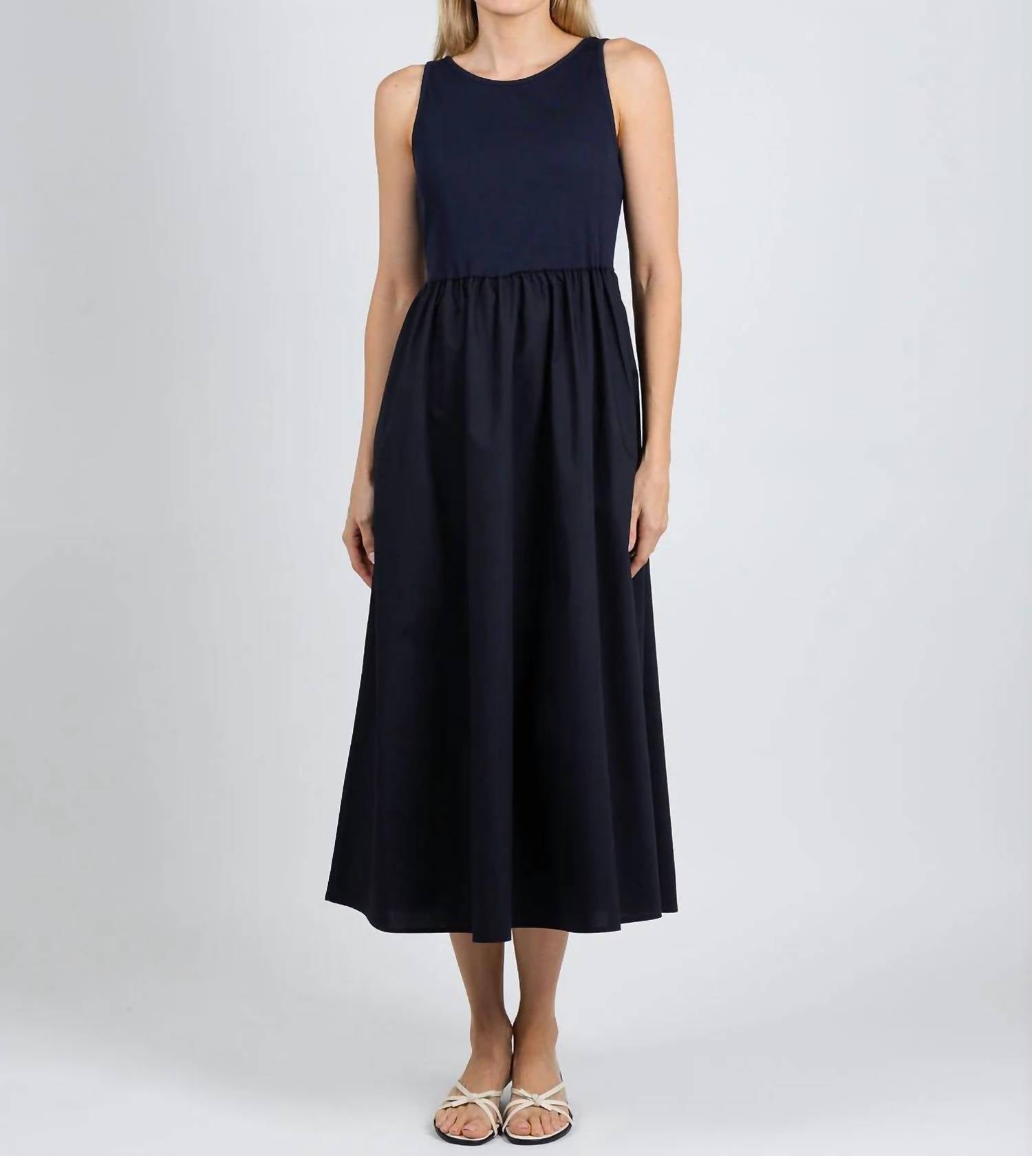 Elliott Lauren - Rib Knit Woven Combo Dress