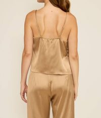 LUCY PARIS Clement Tank Top in taupe - women's tank top - detail view
