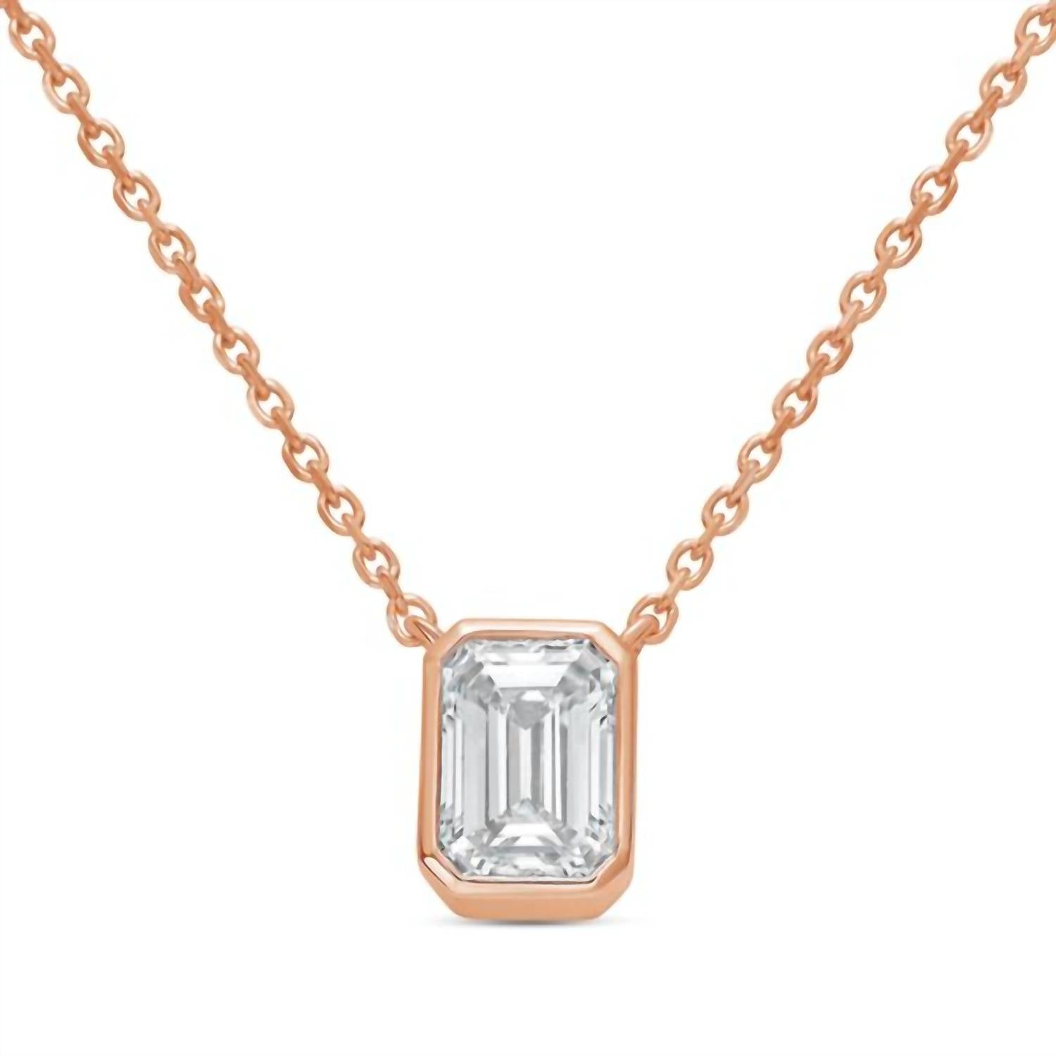 Diana M Jewels - 3.00cts Lab Grown Emerald Bezel Pendant Necklace