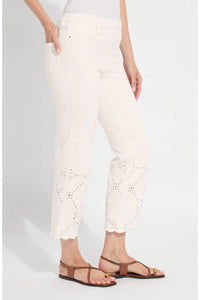 Lysse - Billie Eyelet Pull-on High Waist Crop Straight Leg Jeans